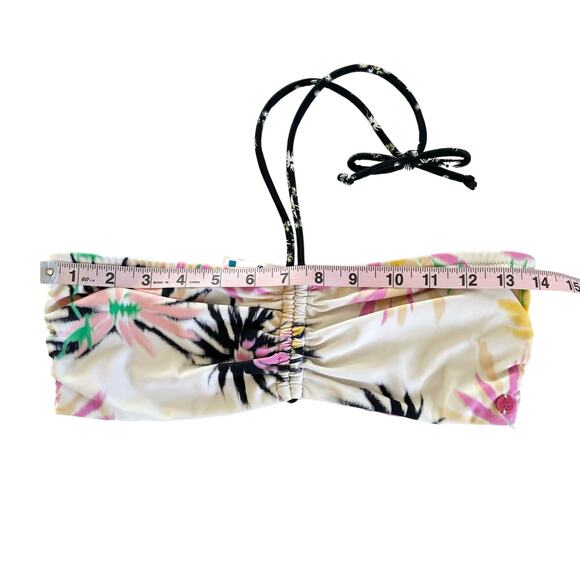 Scotch & Soda White Multicolor Floral Print Halter Tie Bandeau Bikini Top Medium - Picture 2 of 5